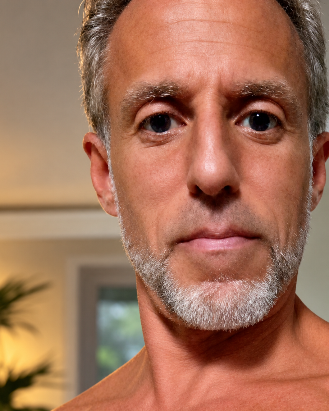 Portrait of the founder, a silver-haired man in warm indoor light